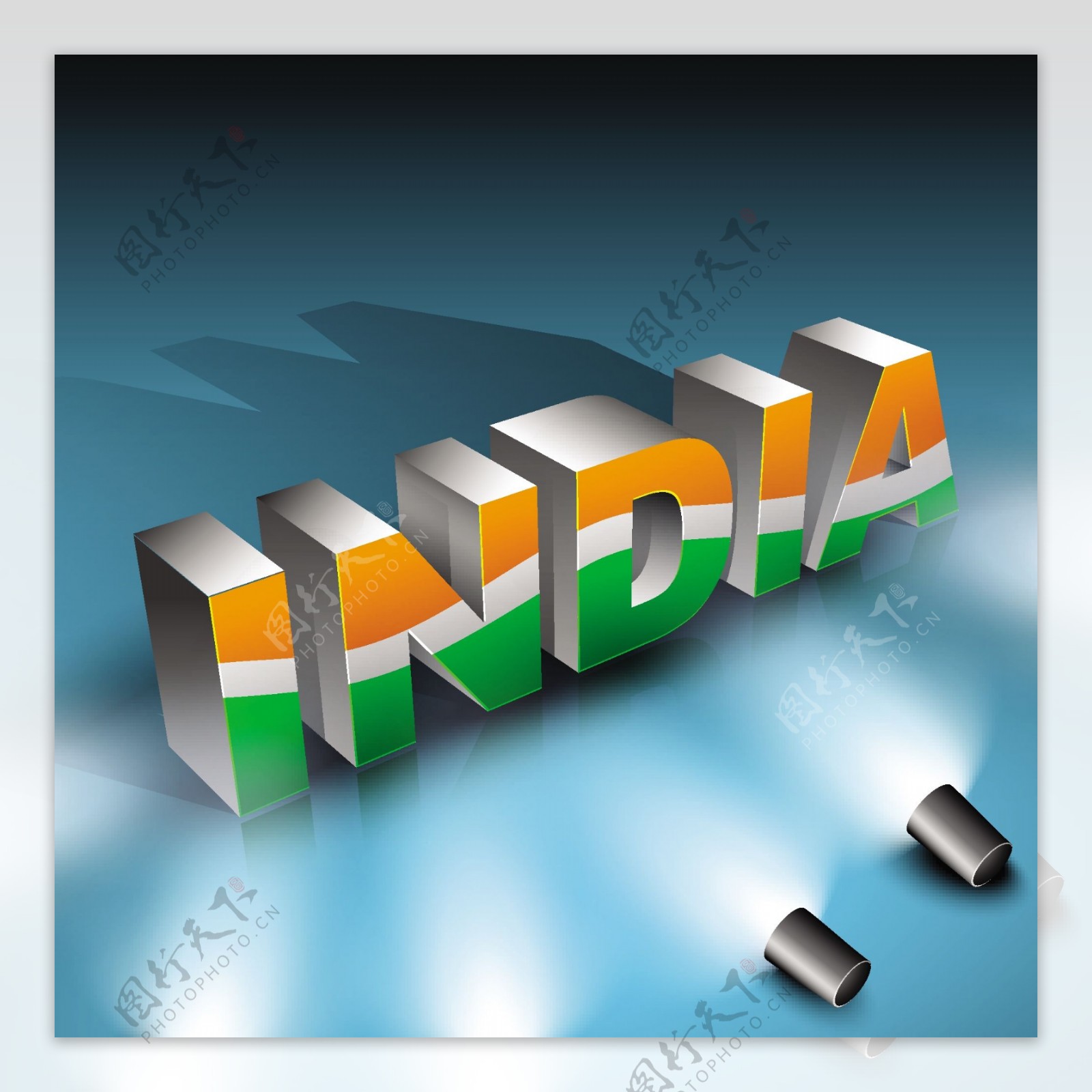 在印度国旗颜色的三维文本印度闪亮的表现