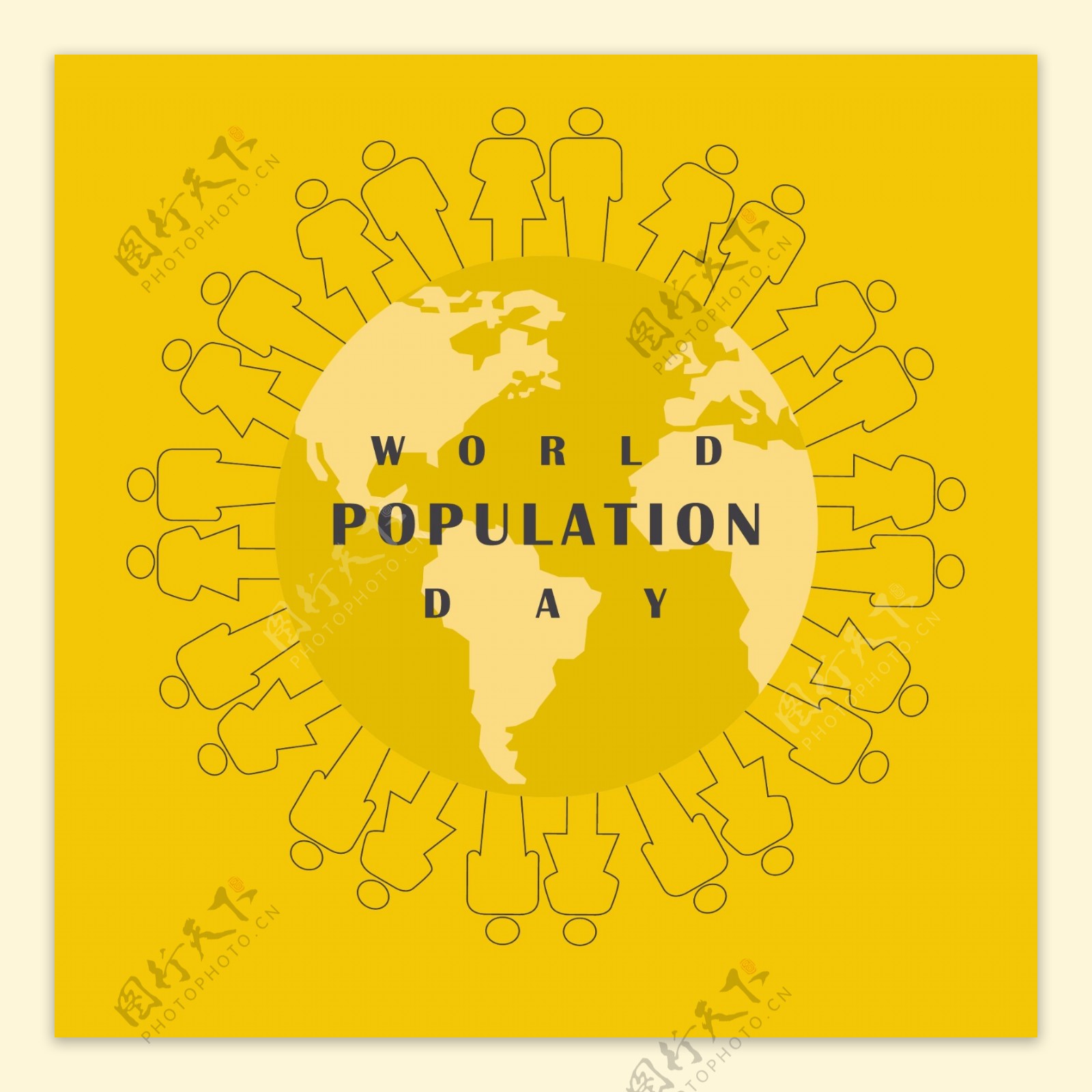 黄色世界人口日背景