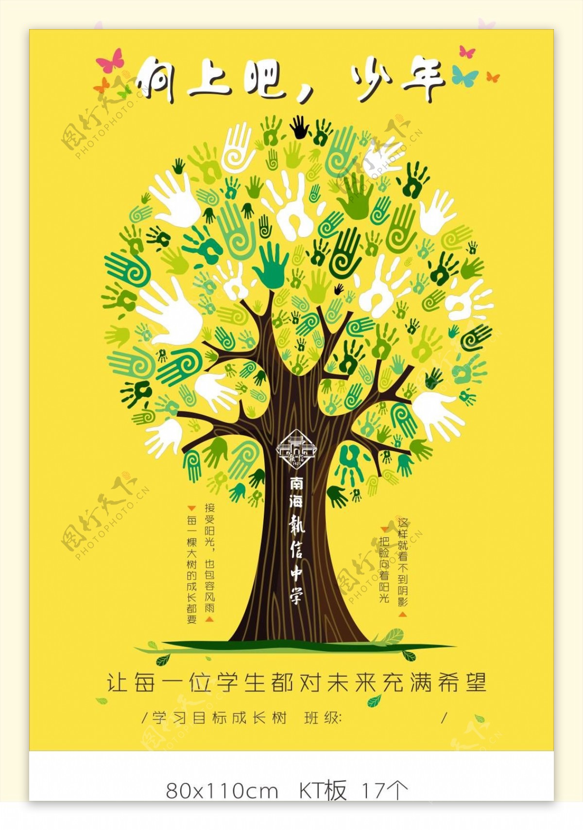 中学生学习目标海报成长树