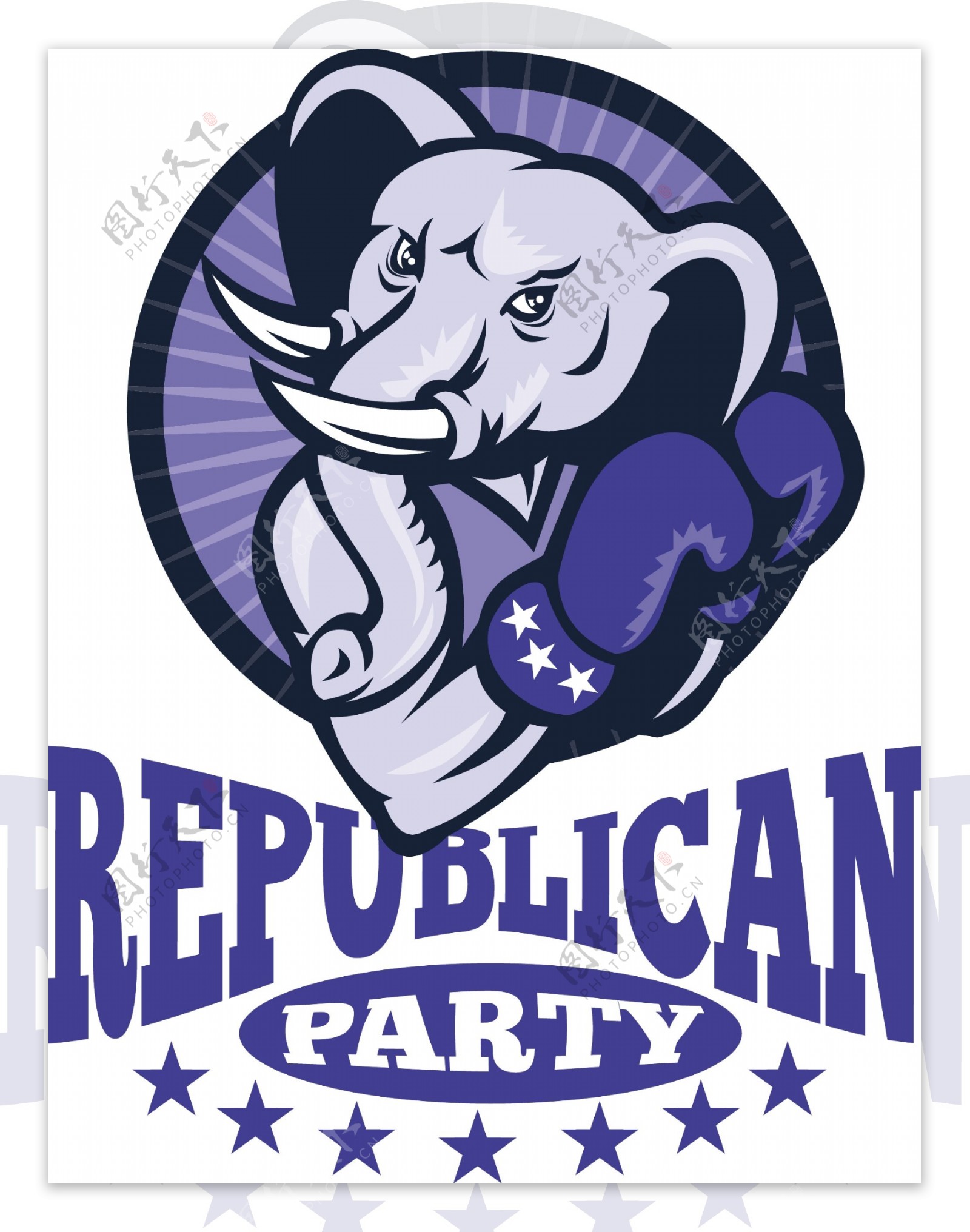 共和党的大象吉祥物的拳击手