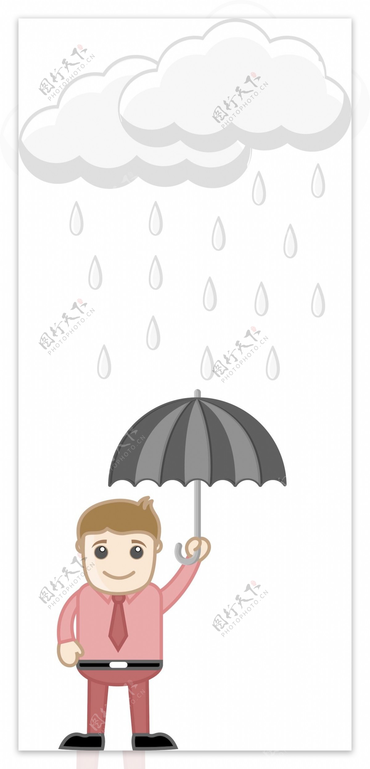 在下雨的人拿着一把伞