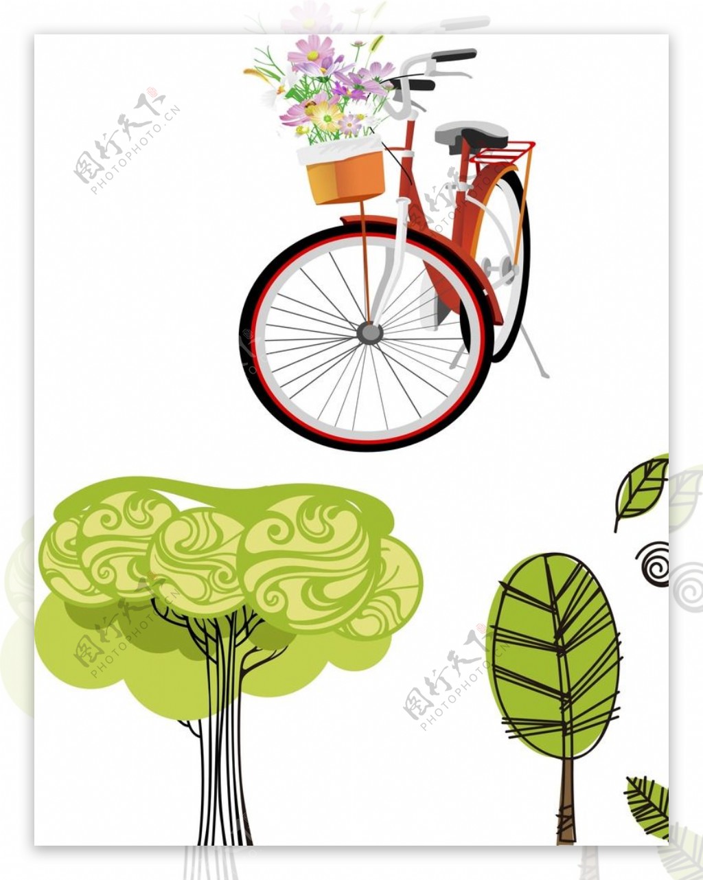 自行车树木