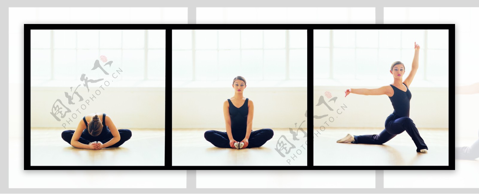 三张做瑜伽动作的美女图片