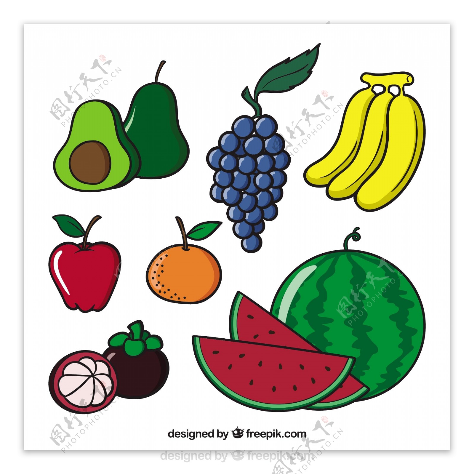 几个美味的水果插图