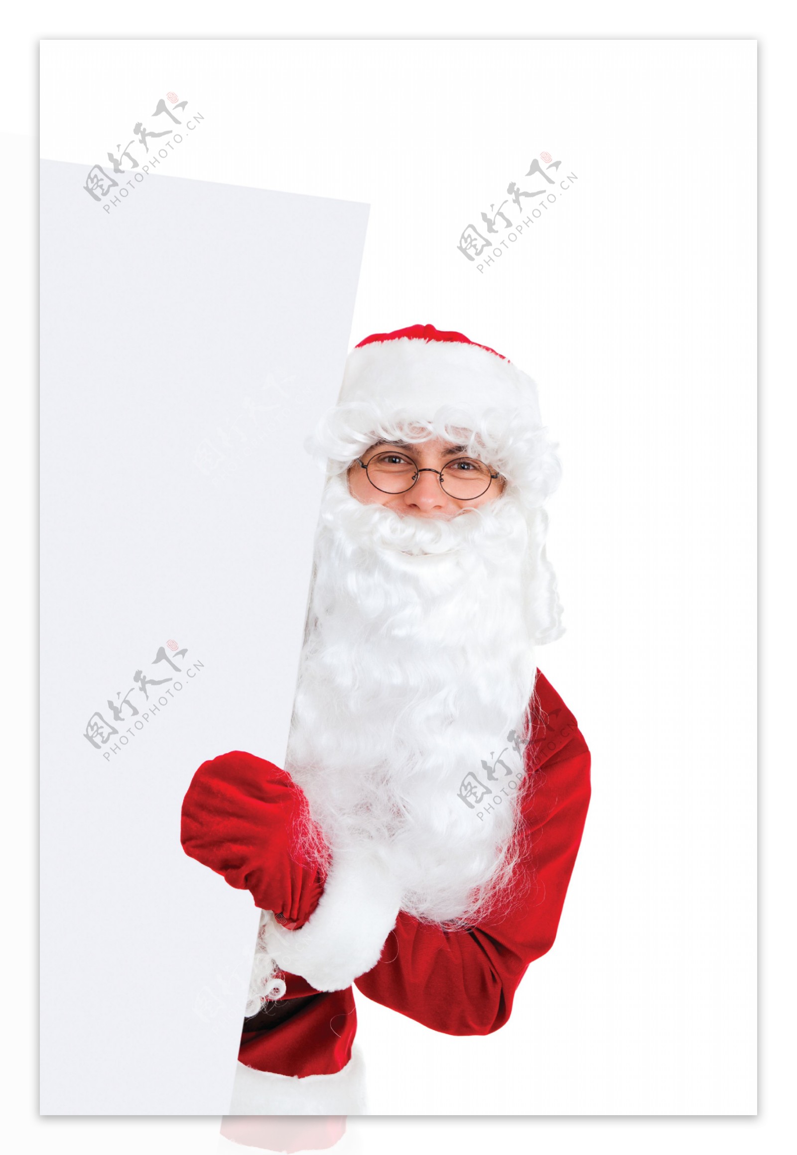 展示广告牌的圣诞老人图片