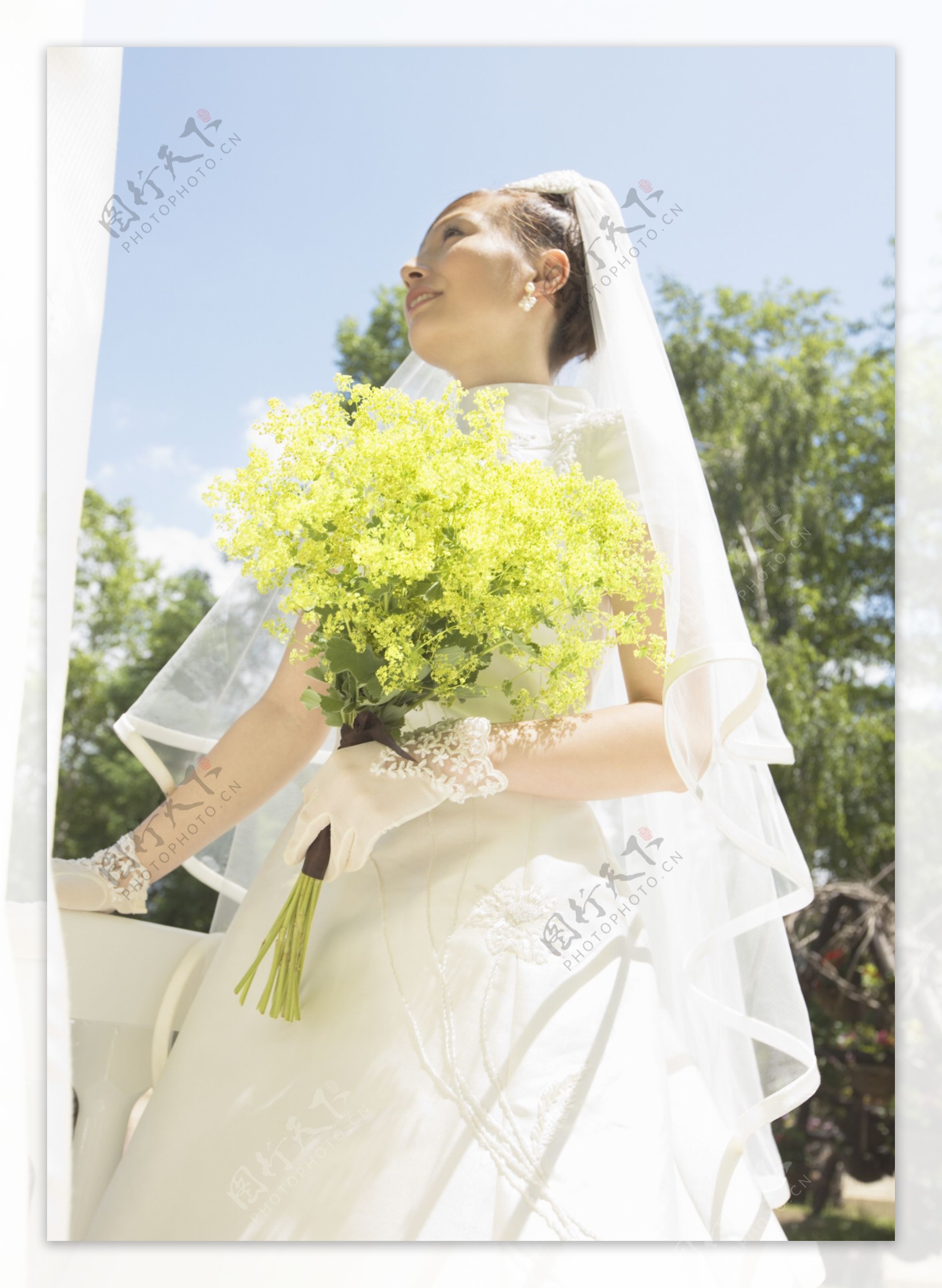 手拿鲜花的新娘图片图片