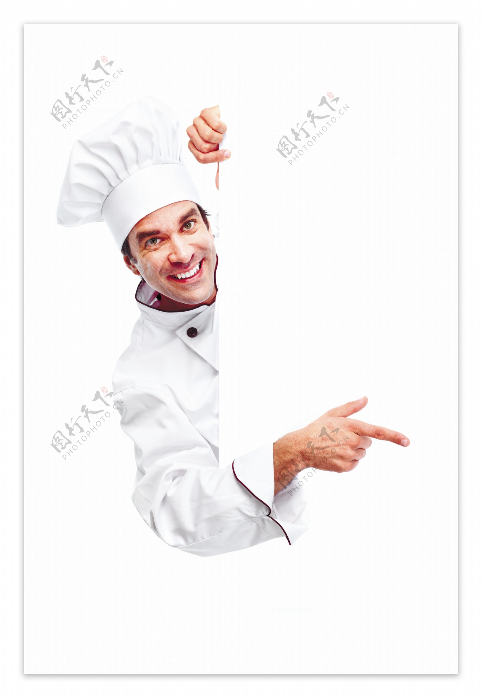 白板后面的男性厨师图片