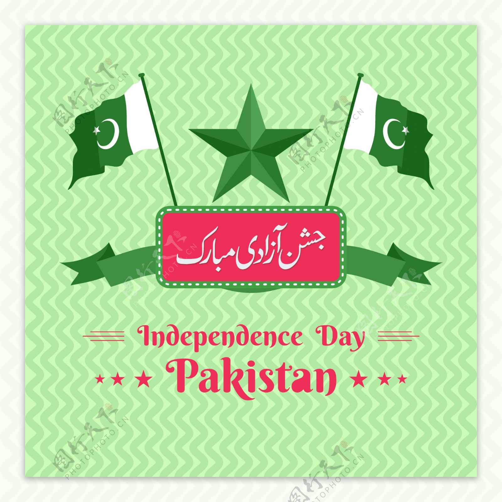 巴基斯坦天背景与国旗和明星