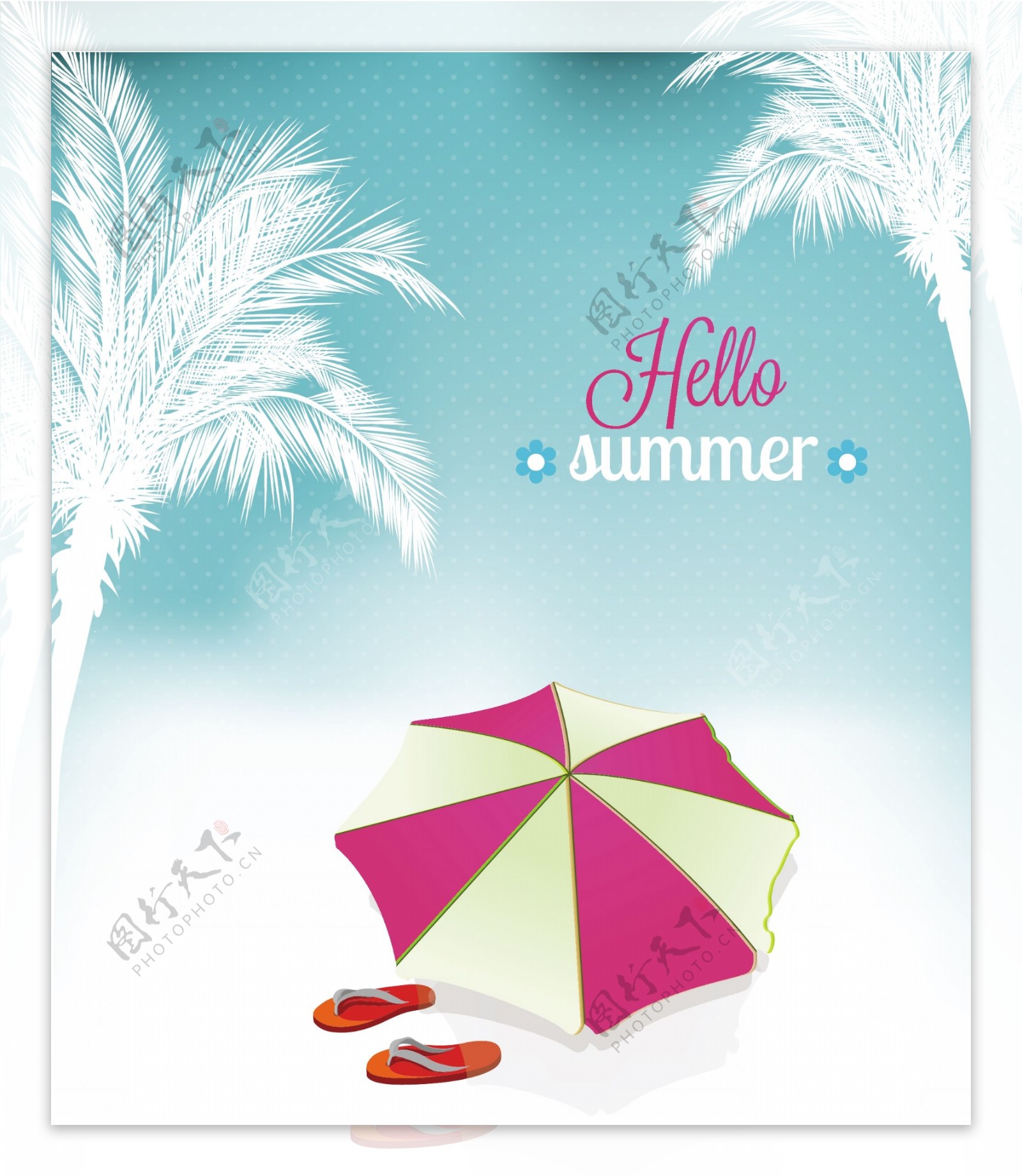 伞的棕榈树夏天矢量插画