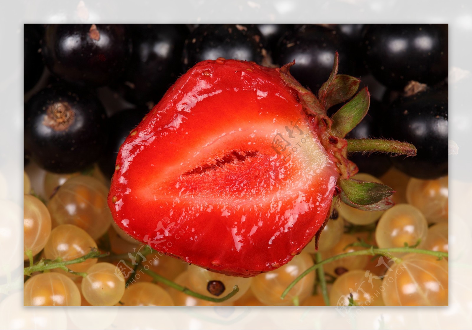 草莓蓝莓背景图片
