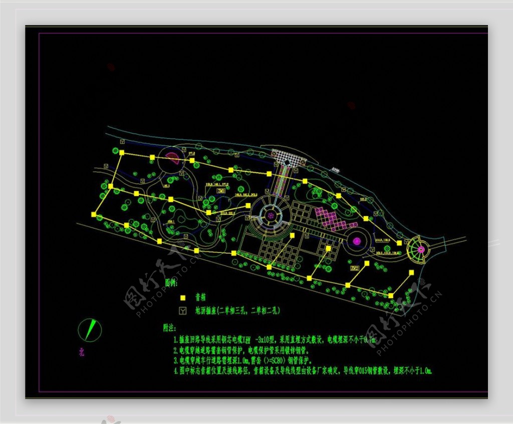背景音乐平面图CAD景观图纸