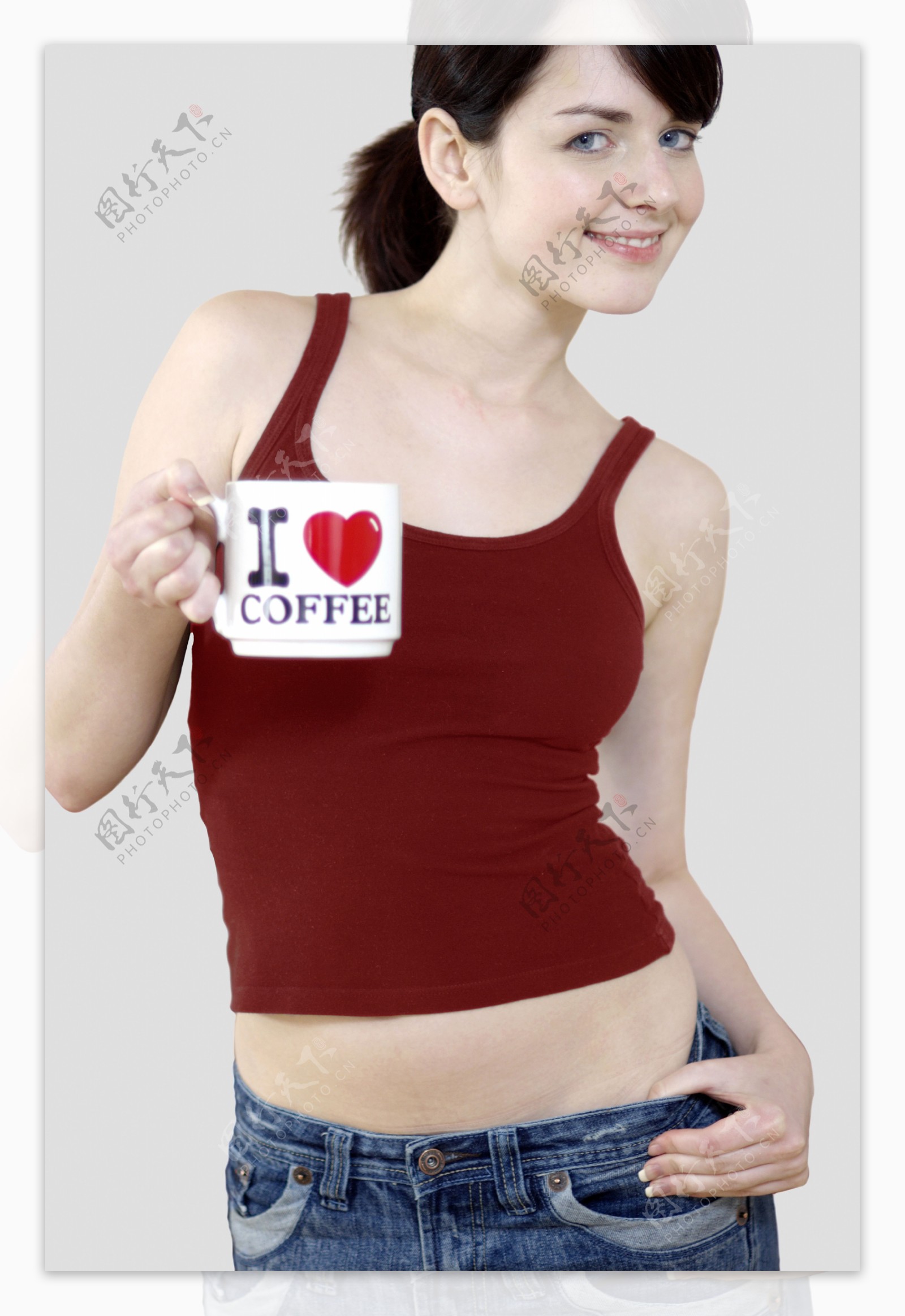 喝咖啡的女孩图片素材-编号24557339-图行天下