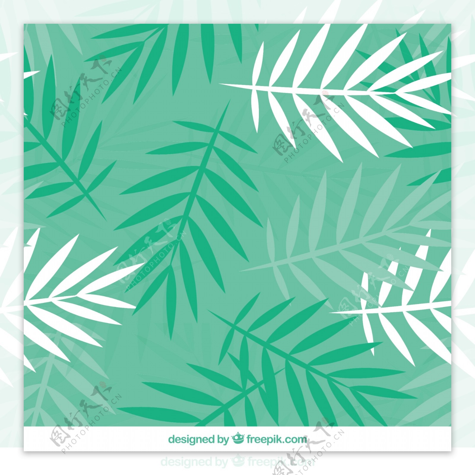 绿色棕榈叶装饰图案背景
