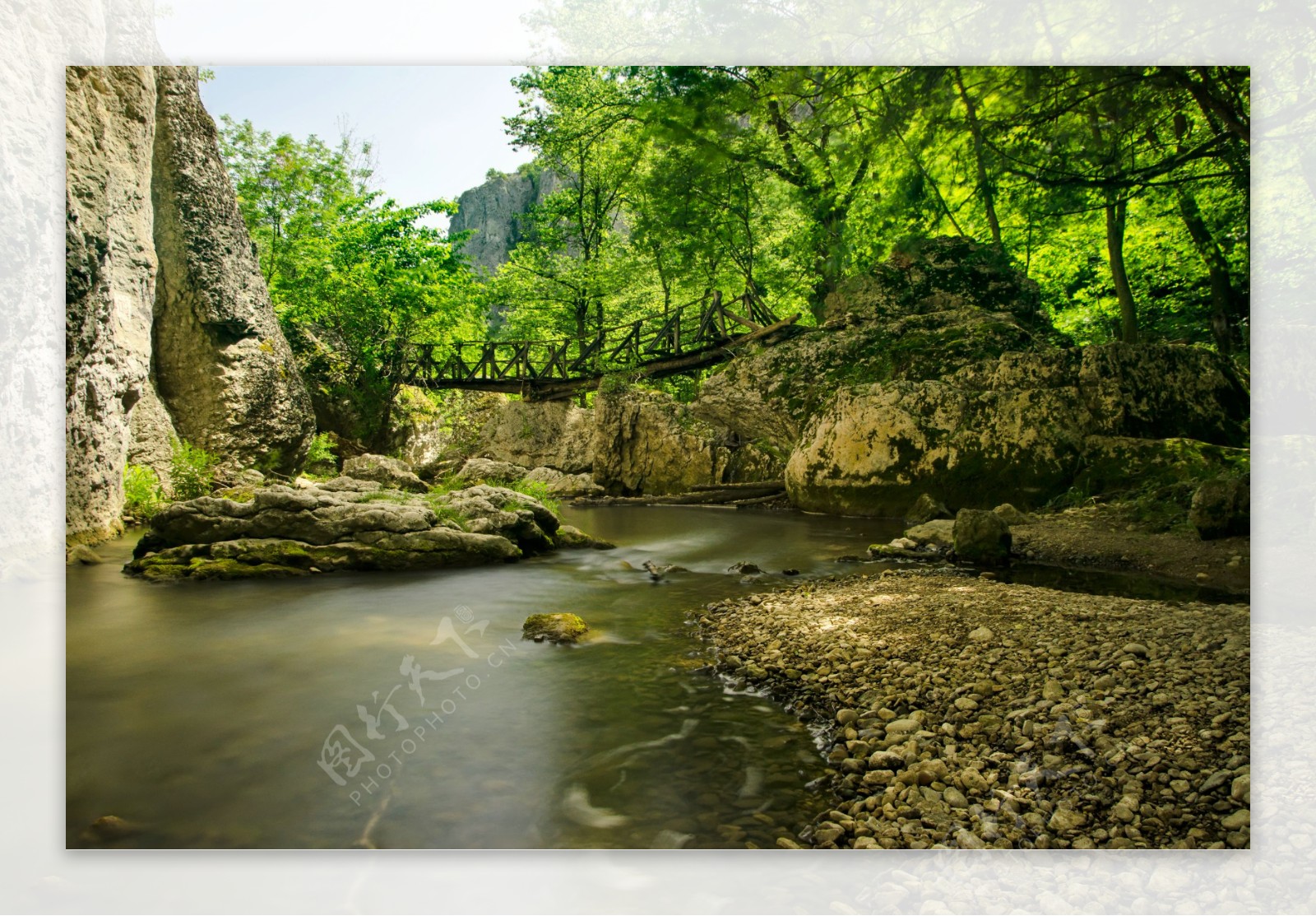 小溪木桥风景