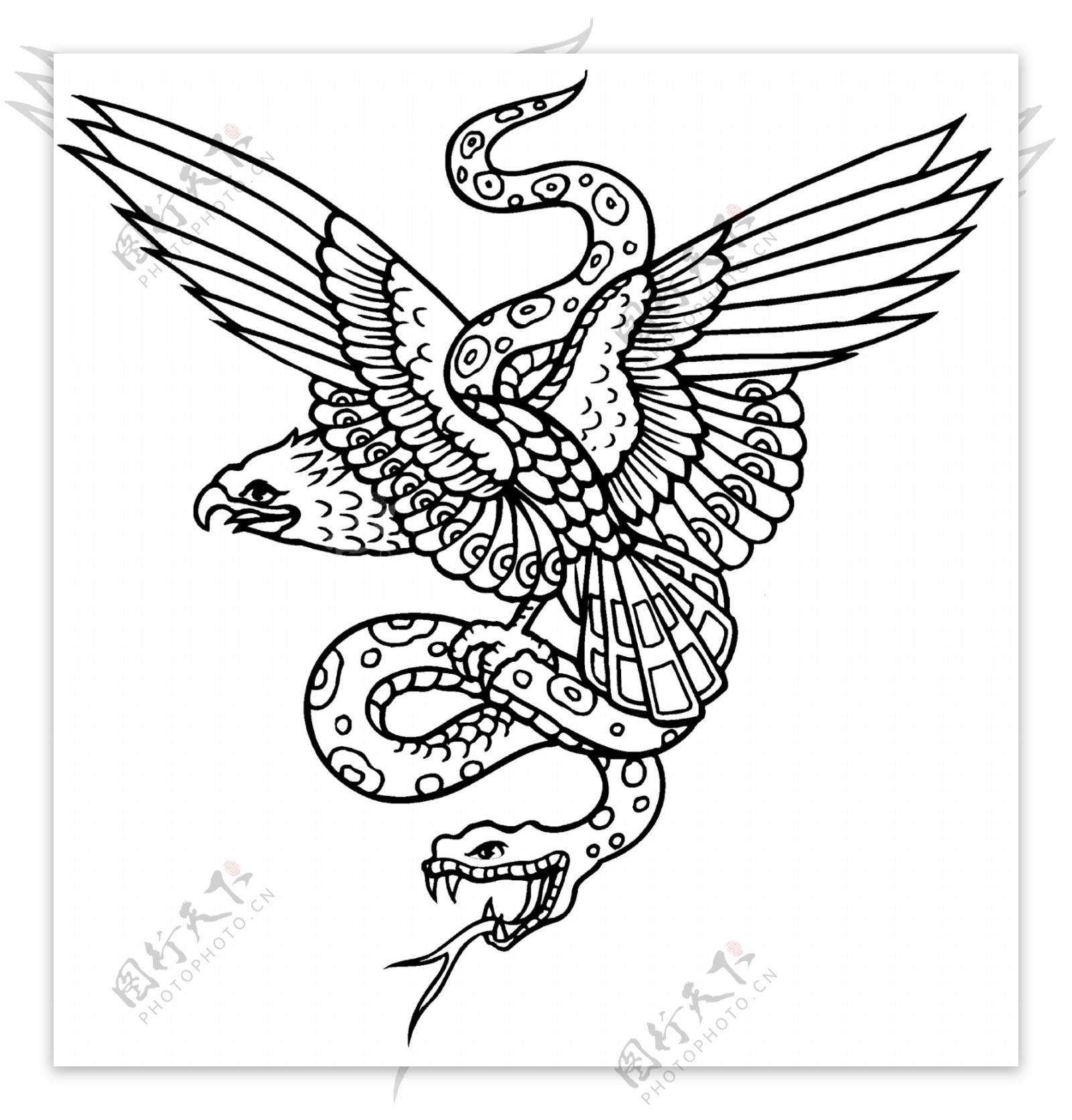 鹰猎蛇纹身图标