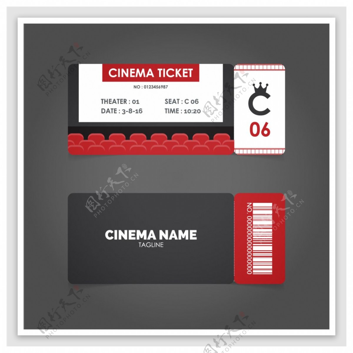红色装饰电影票
