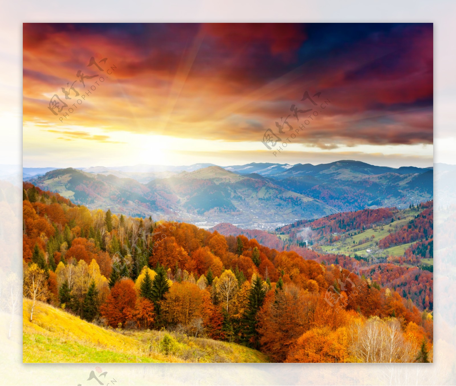 秋天山水风景图片