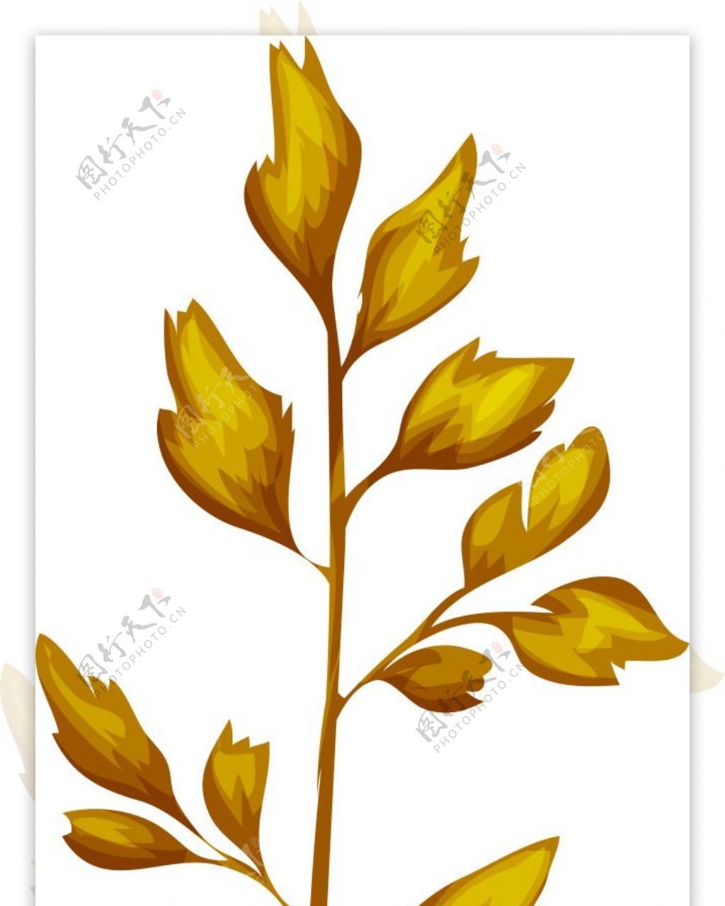 黄色树枝卡通植物矢量素材