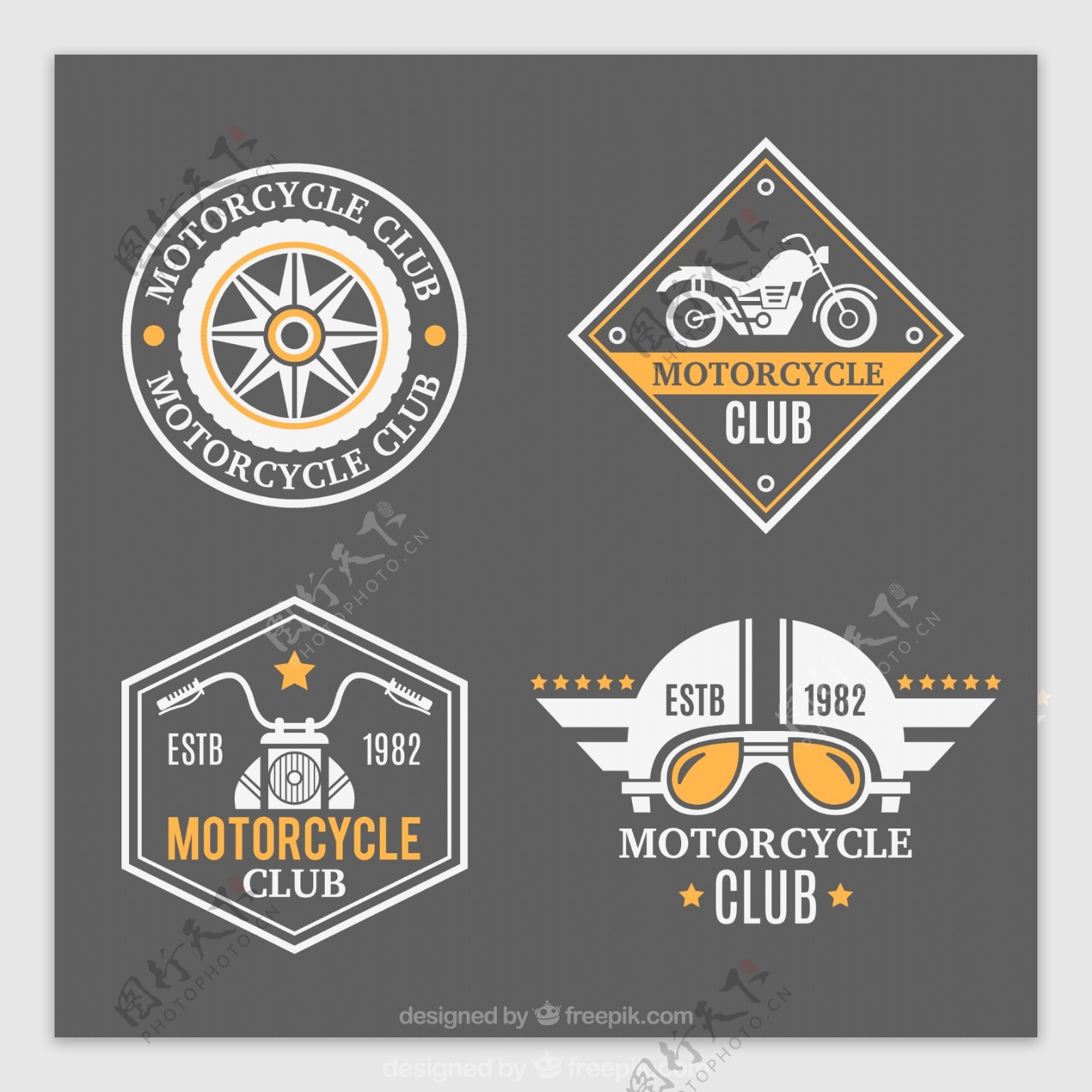 摩托车复古徽章素材