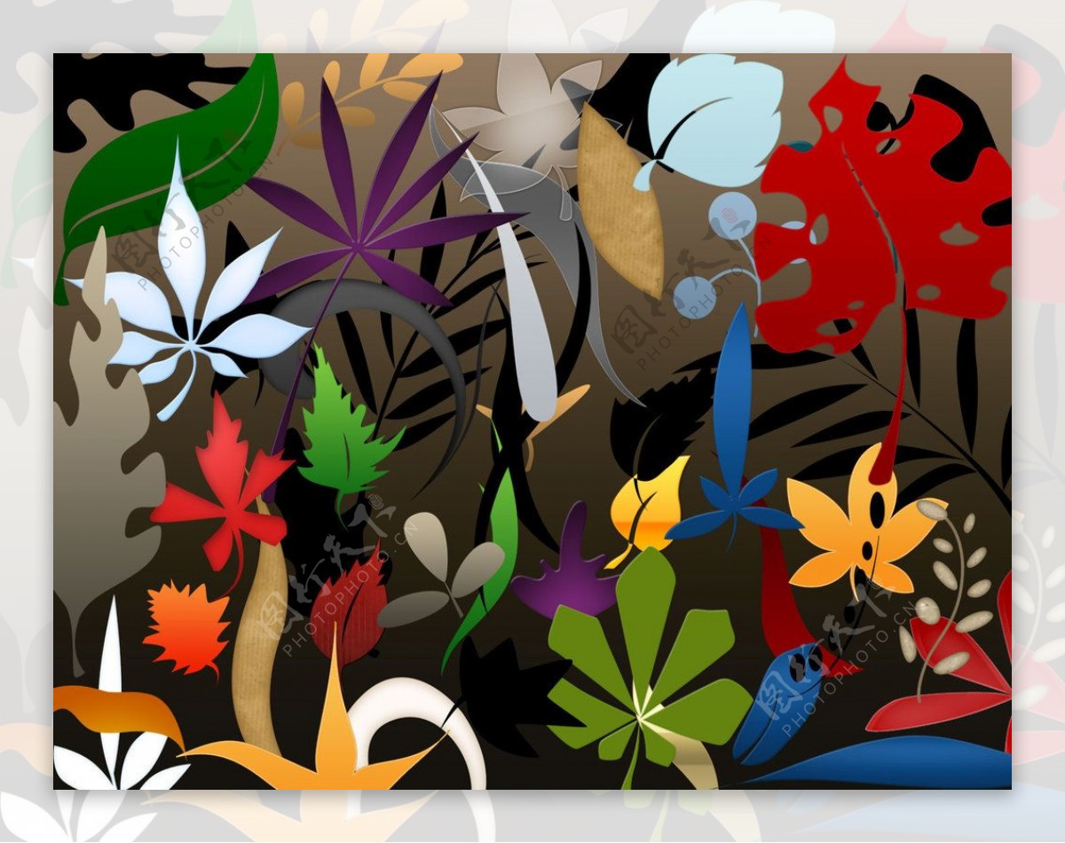 植物花纹手绘树叶图案Photoshop笔刷下载