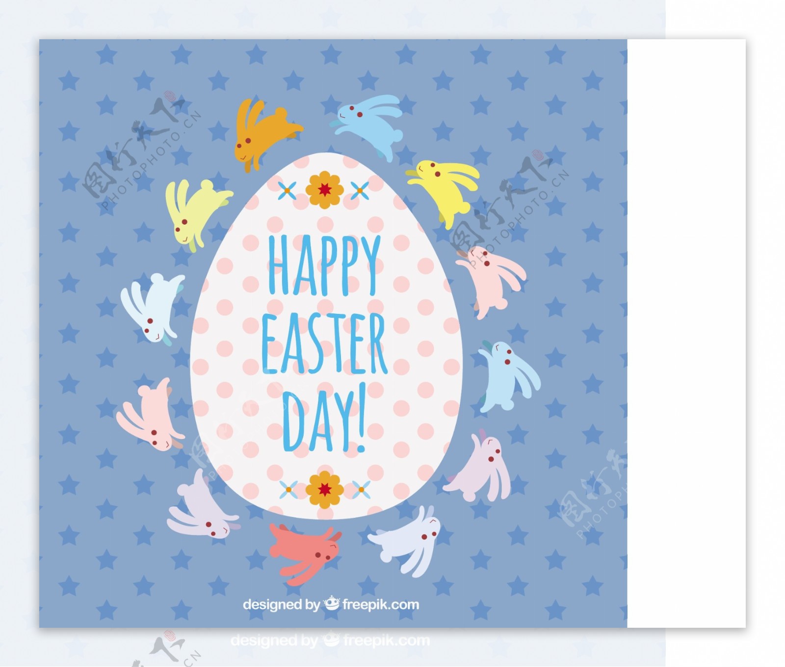 复活节背景兔子围绕着一个蛋