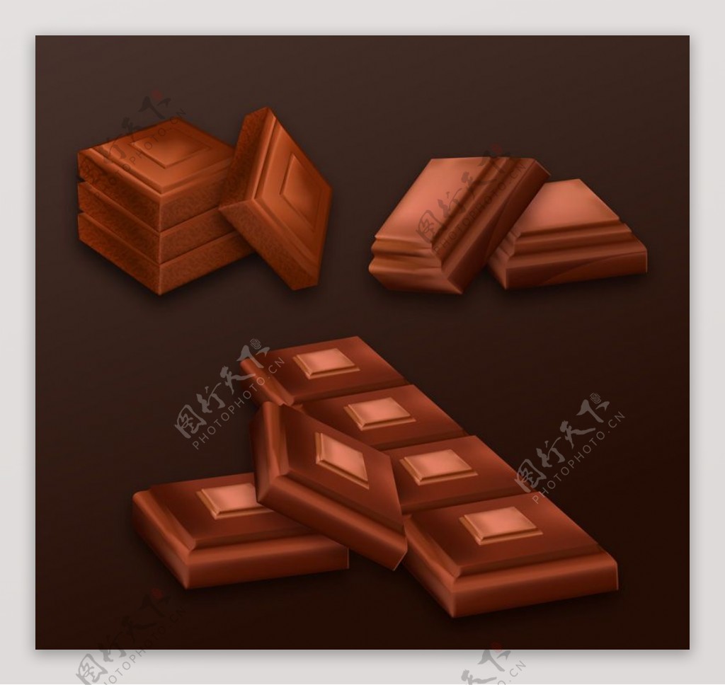 3款美味巧克力设计矢量图