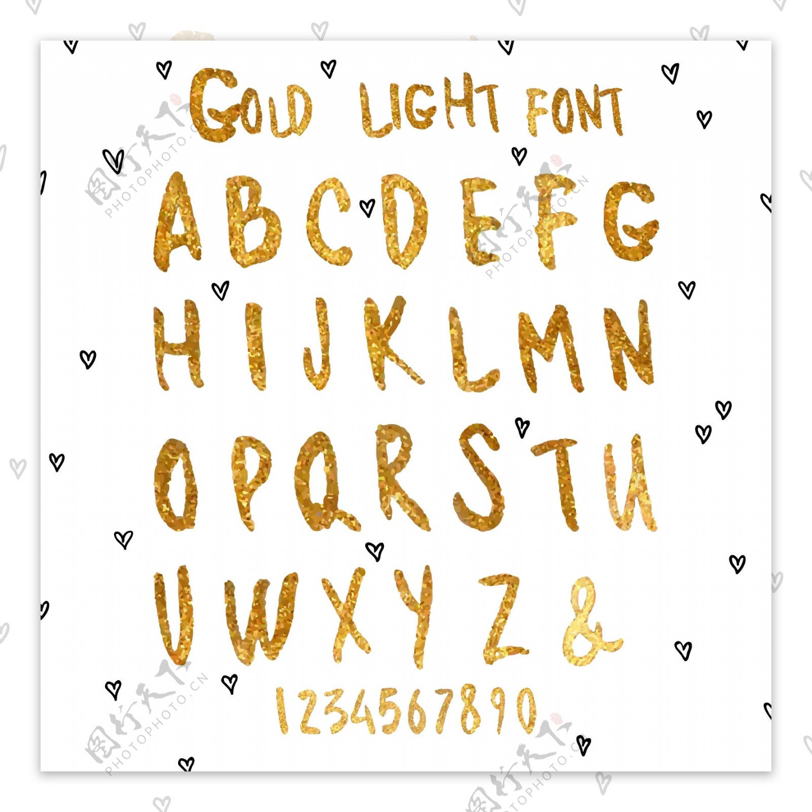 金色油画字母笔迹