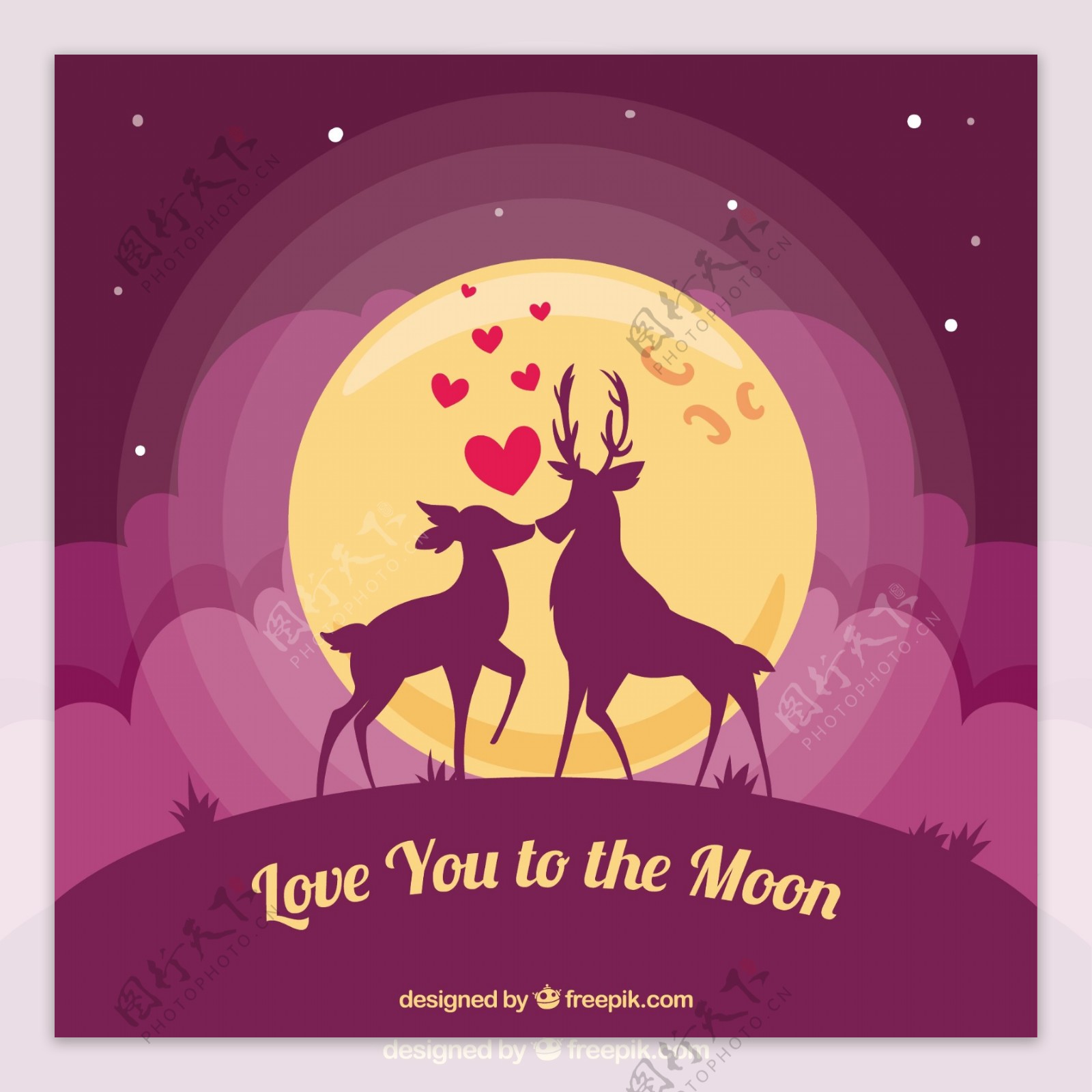 浪漫的鹿背景与浪漫的讯息