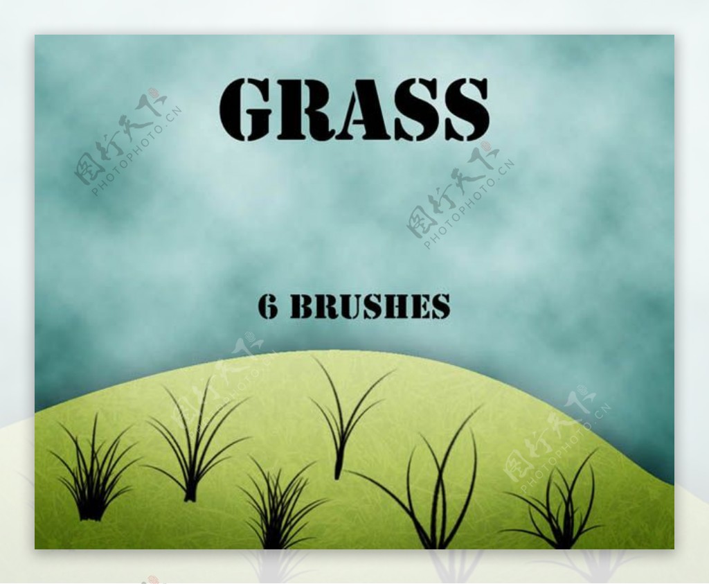 鼠绘小草笔刷绿色草丛笔刷绿草绘