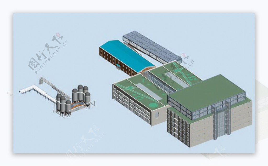 大型制作工厂普通工厂加工厂模型3D