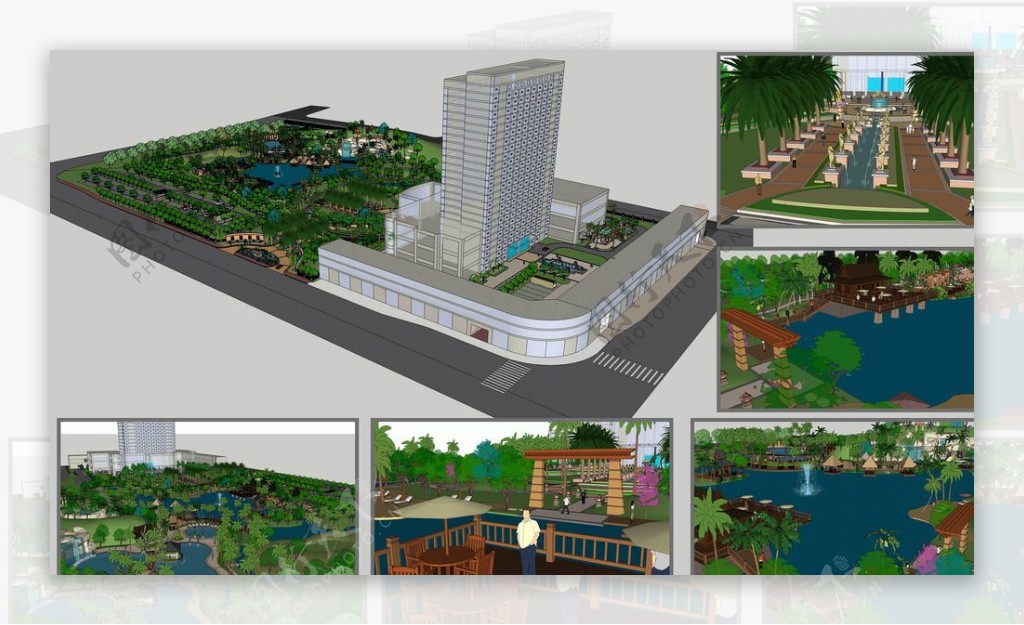 酒店外观3D模型图片