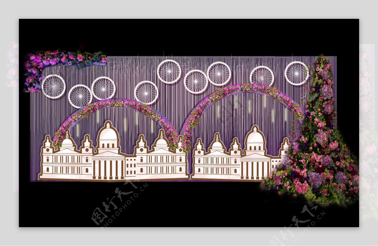 紫色婚礼迎宾区合影区