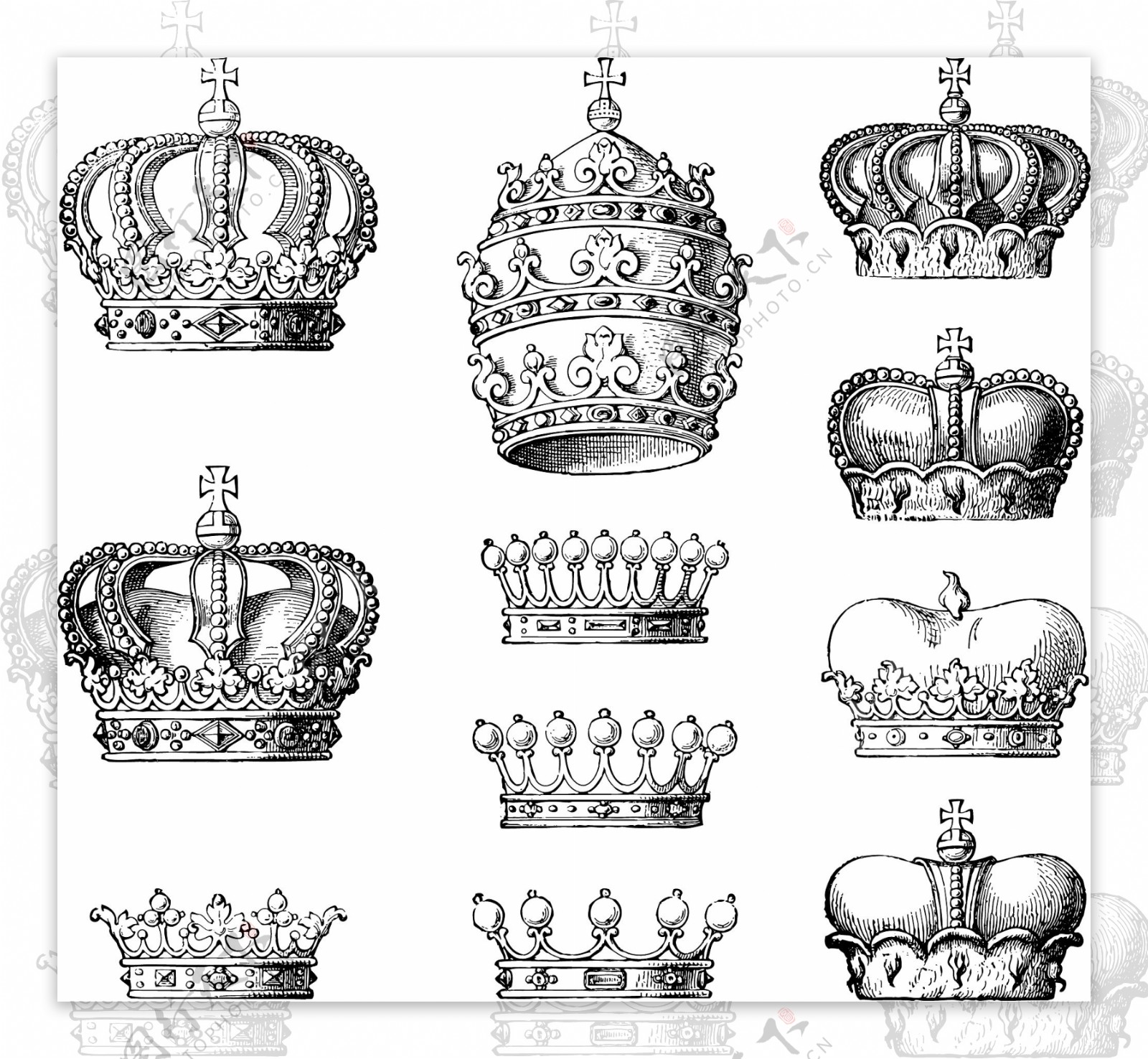 11款复古皇冠设计矢量素材