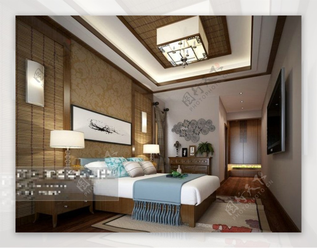 中式卧室模型客厅装饰