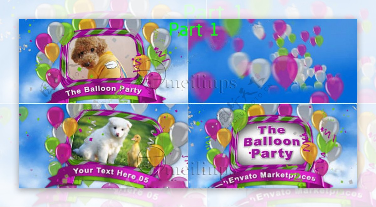 可爱的儿童节气球主题派对AE模板1