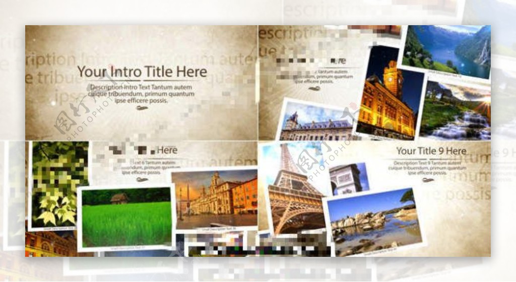 旅行图片组合样式的明信片AE模板