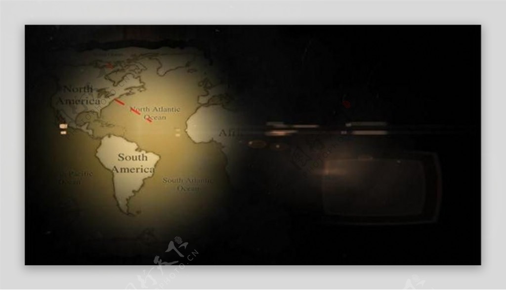 灯光照亮世界地图动画AE模版