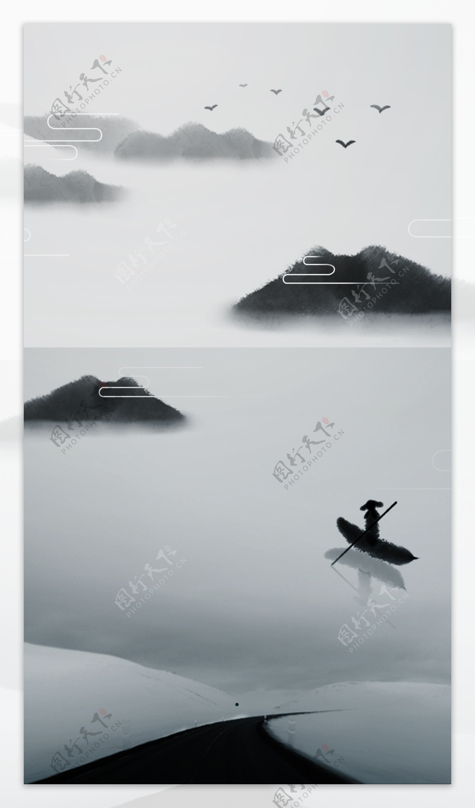 唯美高清古典中国山水背景