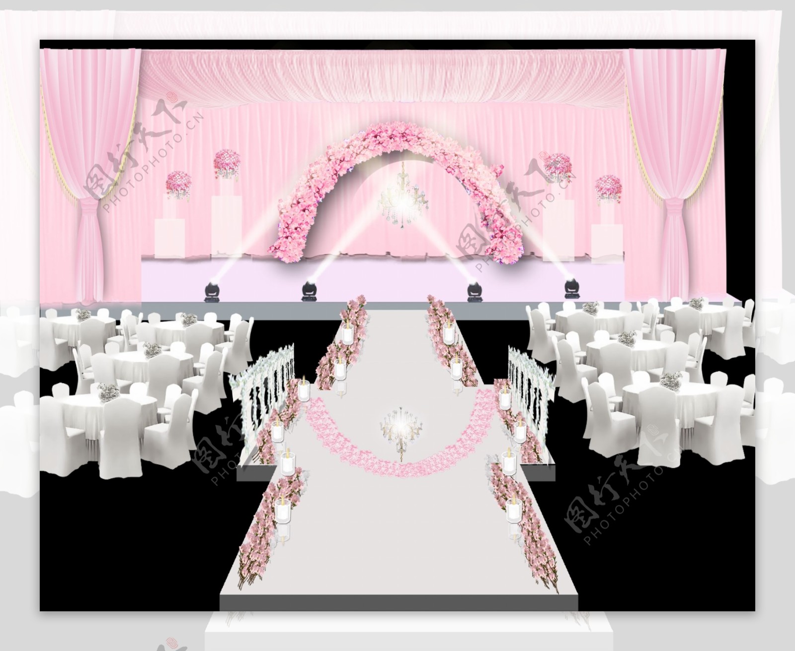 粉色婚礼现场效果图