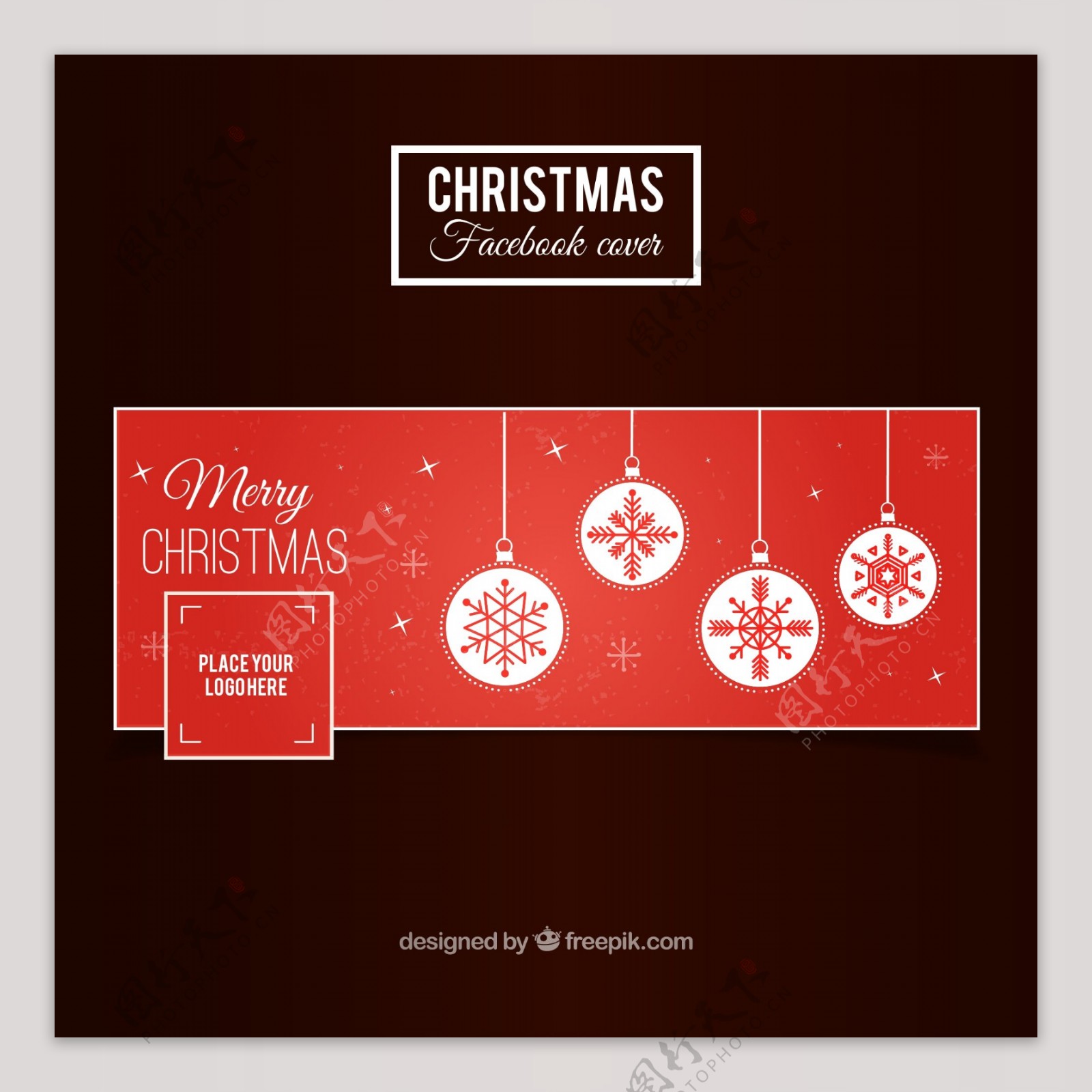 圣诞球脸书封面图片矢量素材