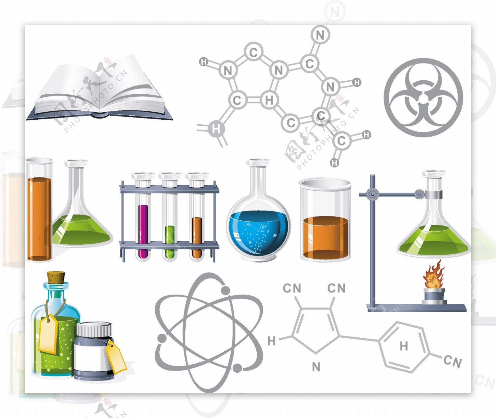化学常用工具扁平化素材图片