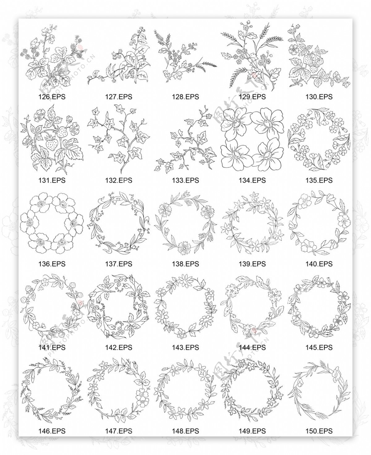 圆环花纹矢量图