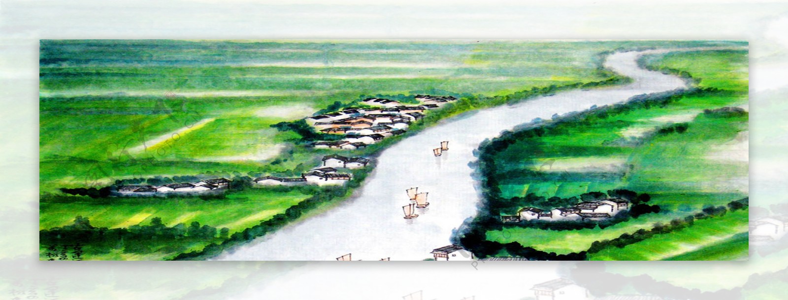 中国风水彩画淘宝海报背景