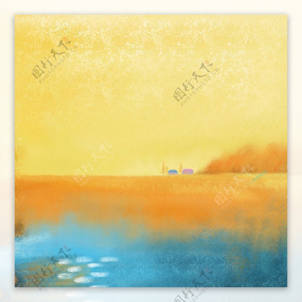 黄色田野油画背景