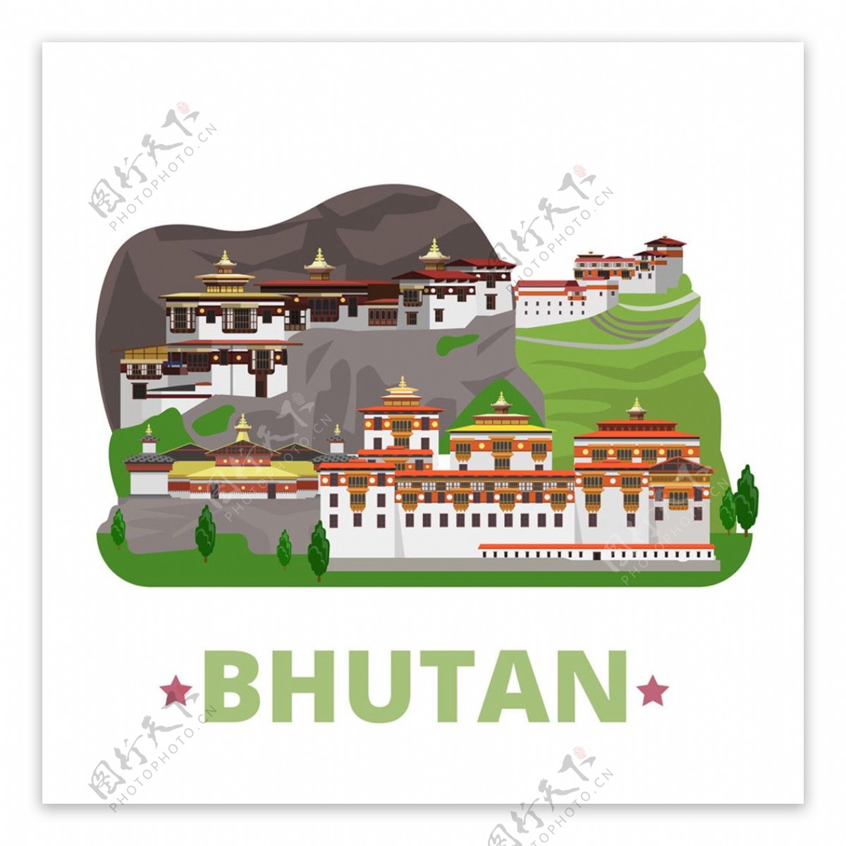 不丹建筑漫画图片