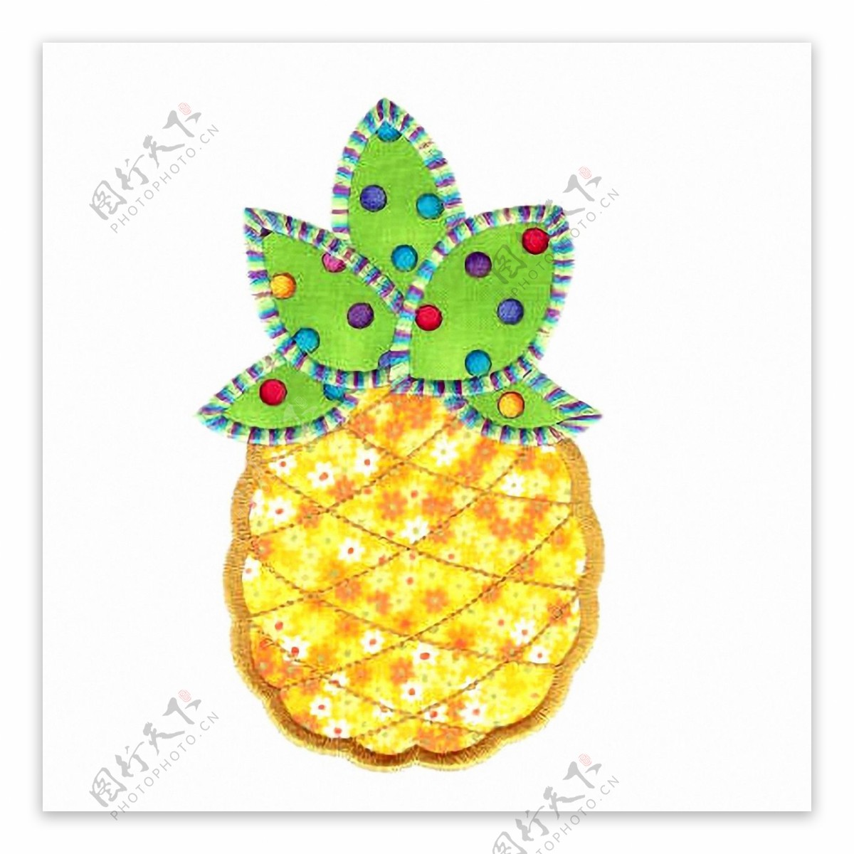 贴布水果菠萝色彩黄色免费素材