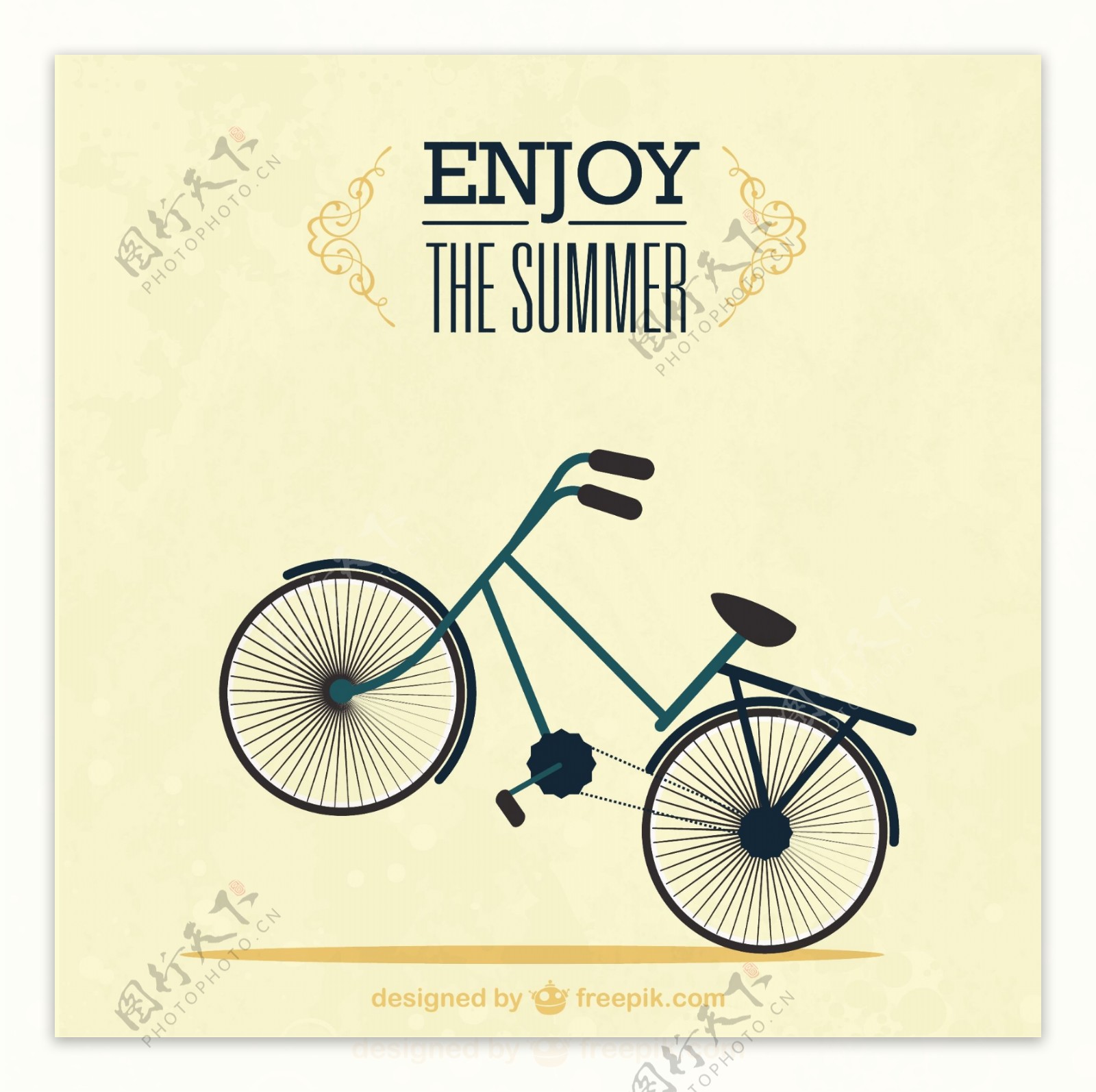 夏天的背景与美丽的自行车
