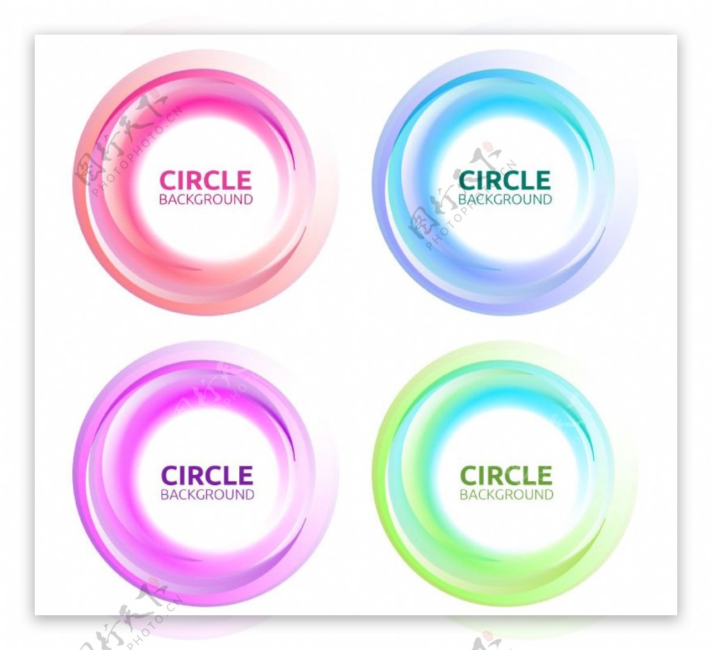 4款时尚彩色圆环背景矢量素材
