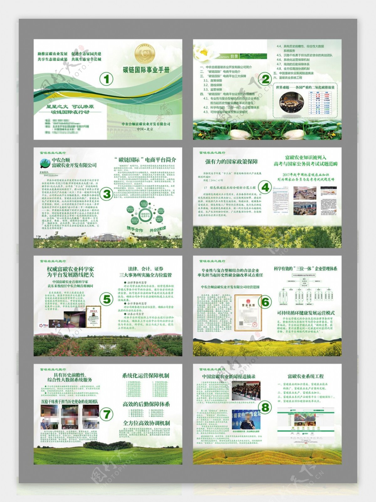 富碳农业画册绿色模板企业画册