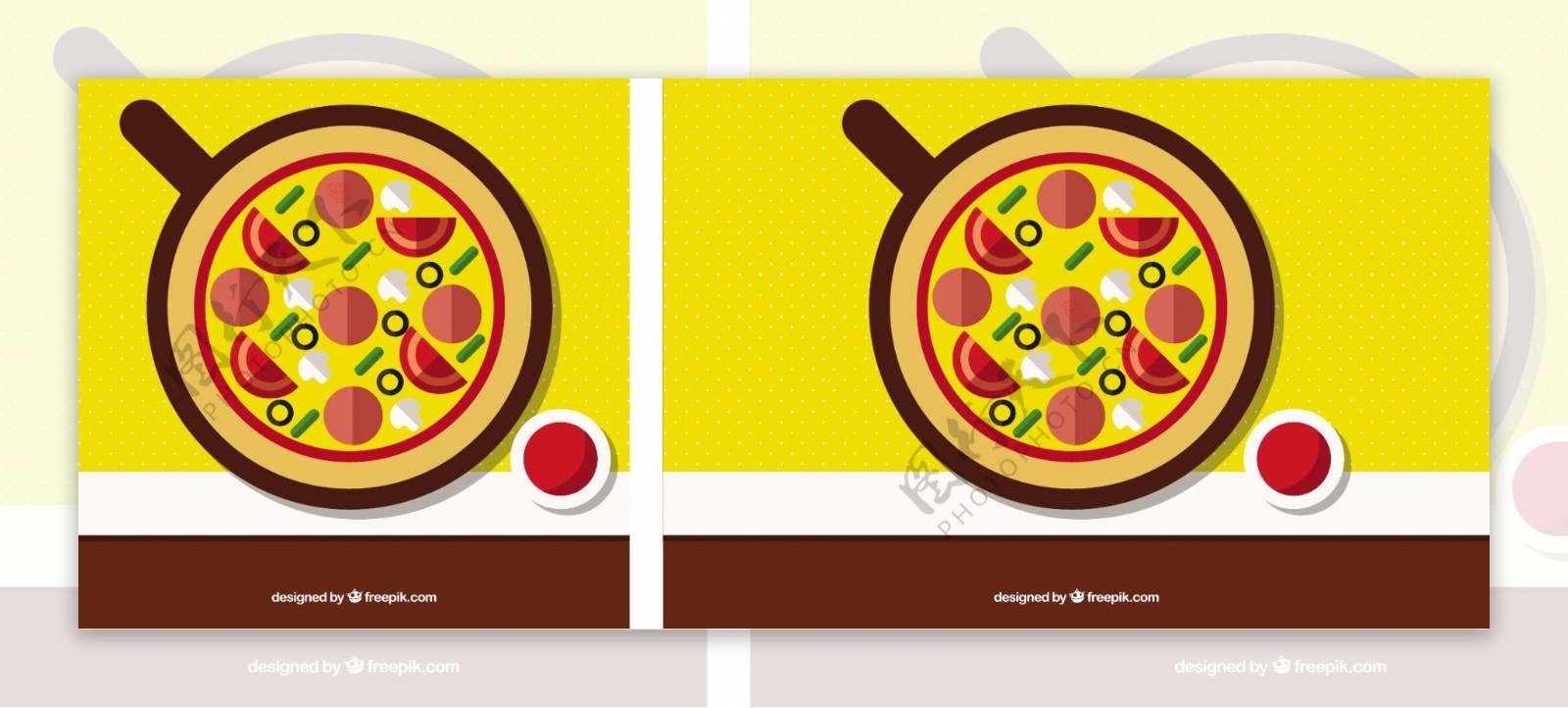 平板设计中的比萨背景